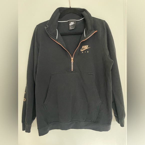 Nike Tops - Nike Air Women’s Black Rose Gold Half Zip Pullover Sweatshirt Size M